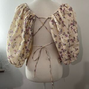 70/21 Cream Floral Puff Sleeve Blouse